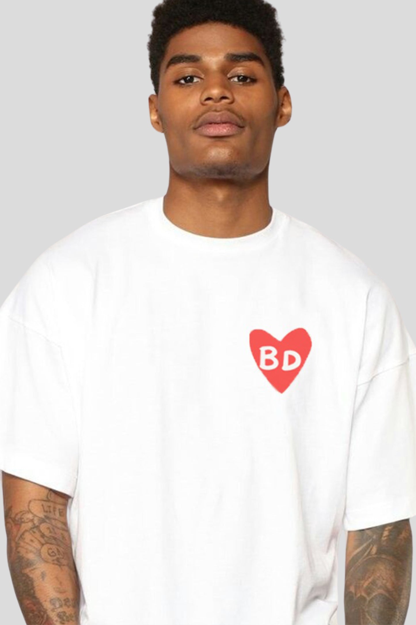 BD Heart Oversized Tee - White 