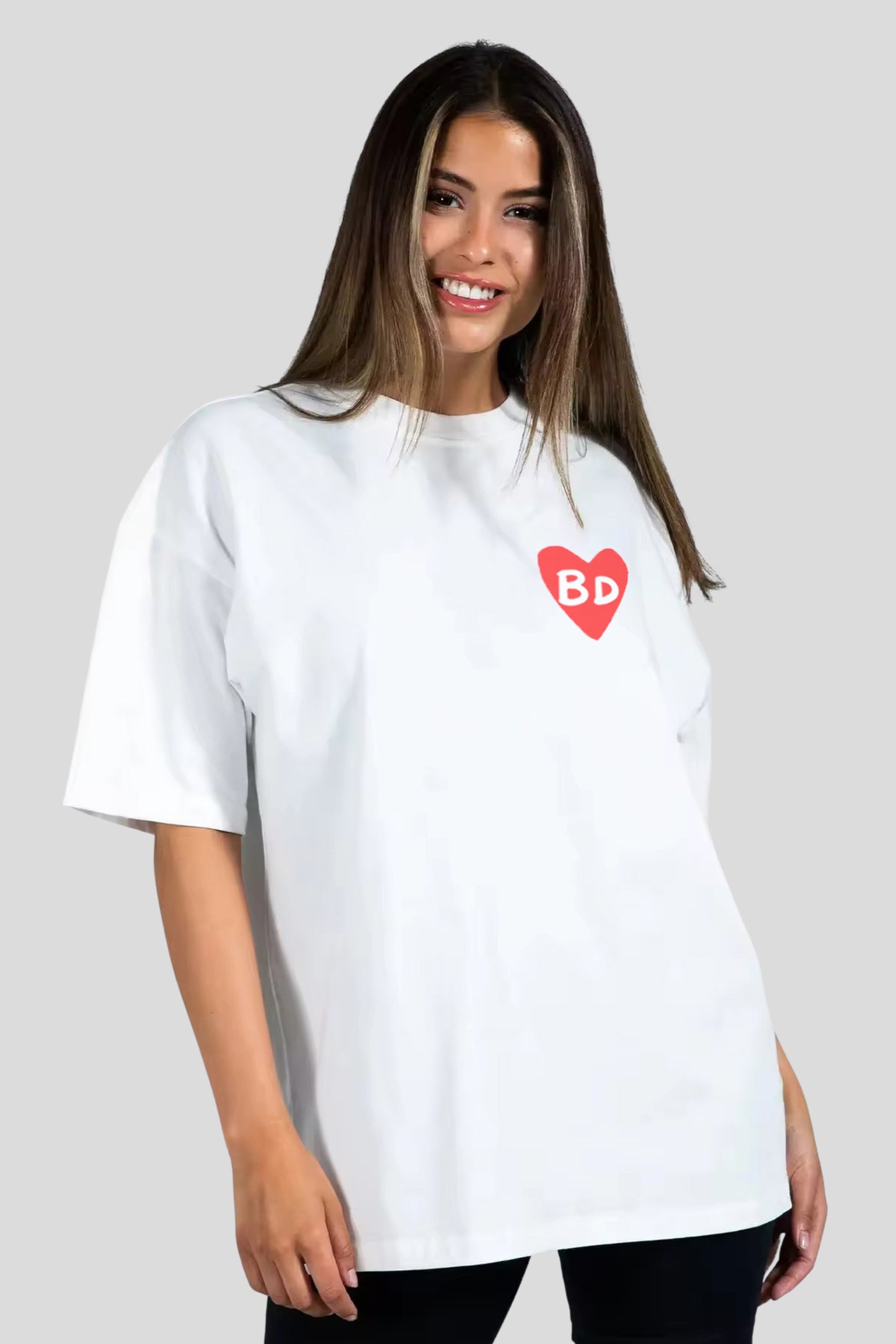 BD Heart Oversized Tee - White 