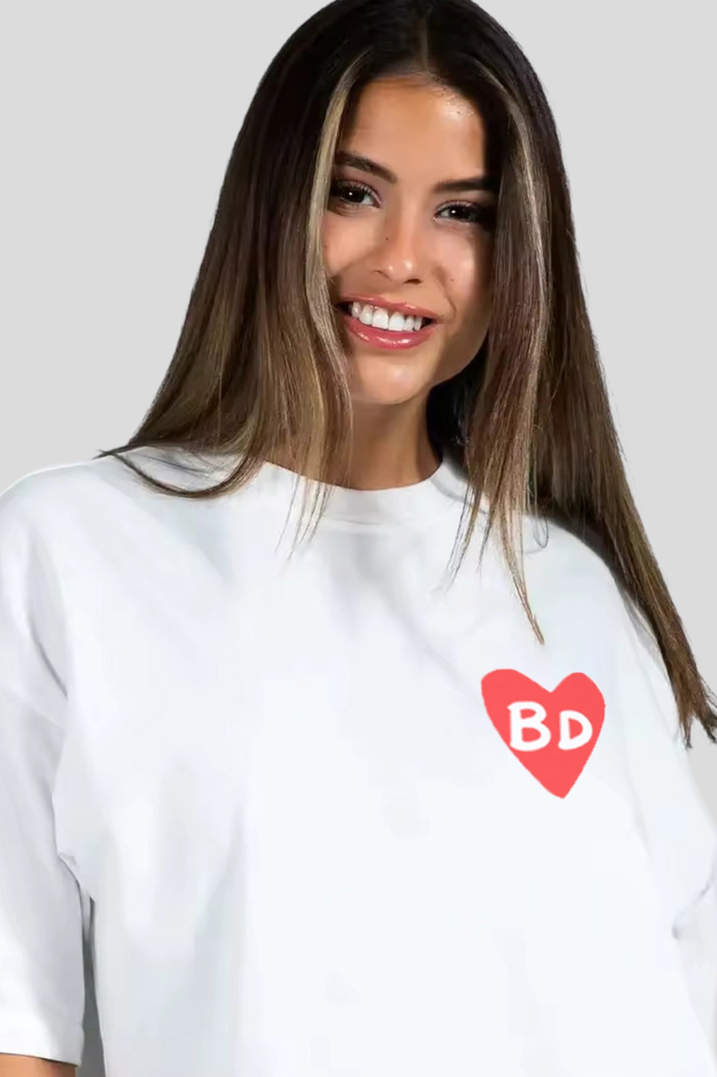 BD Heart Oversized Tee - White