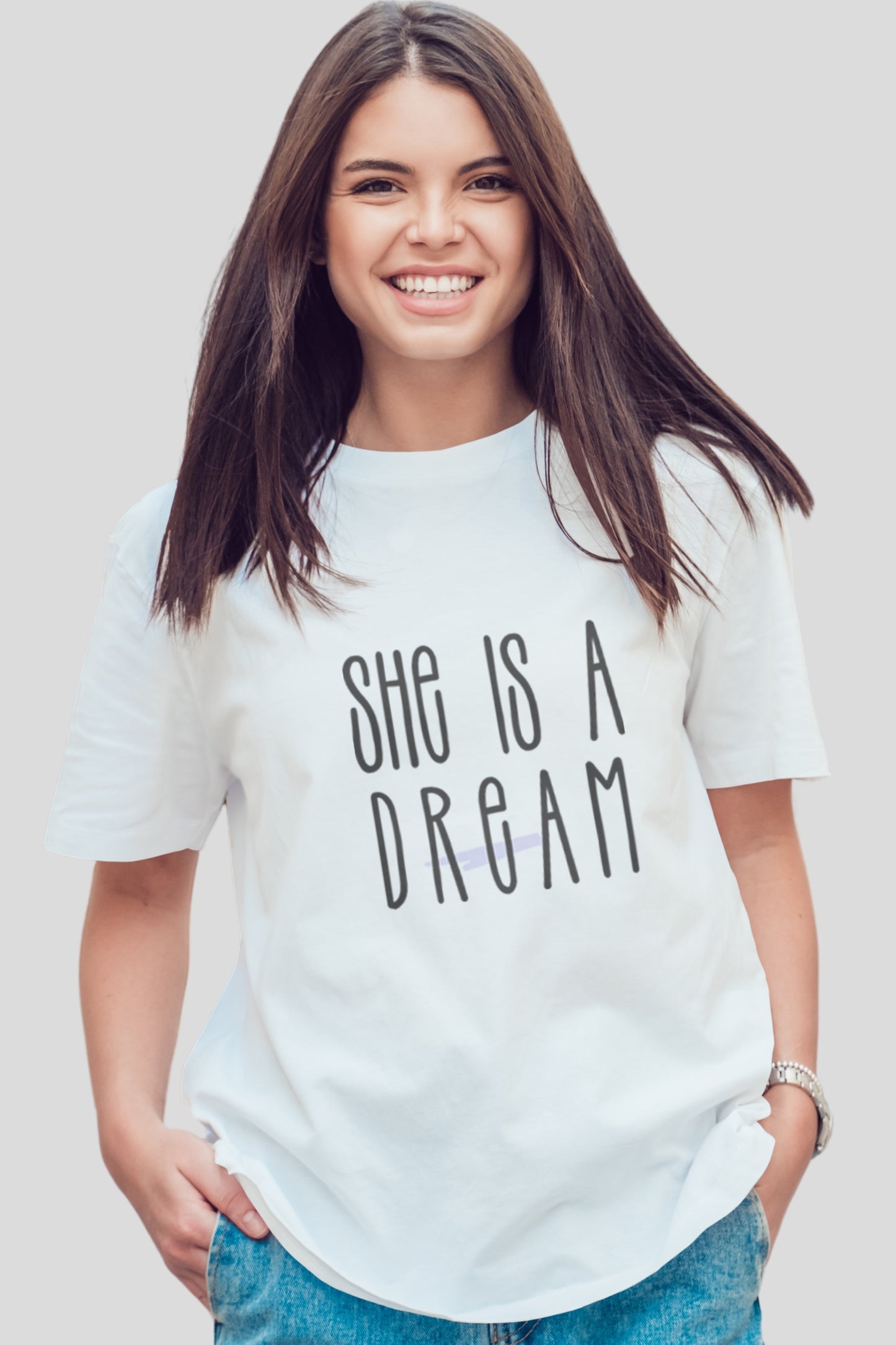 She is a Dream Couple Oversized Tee - White